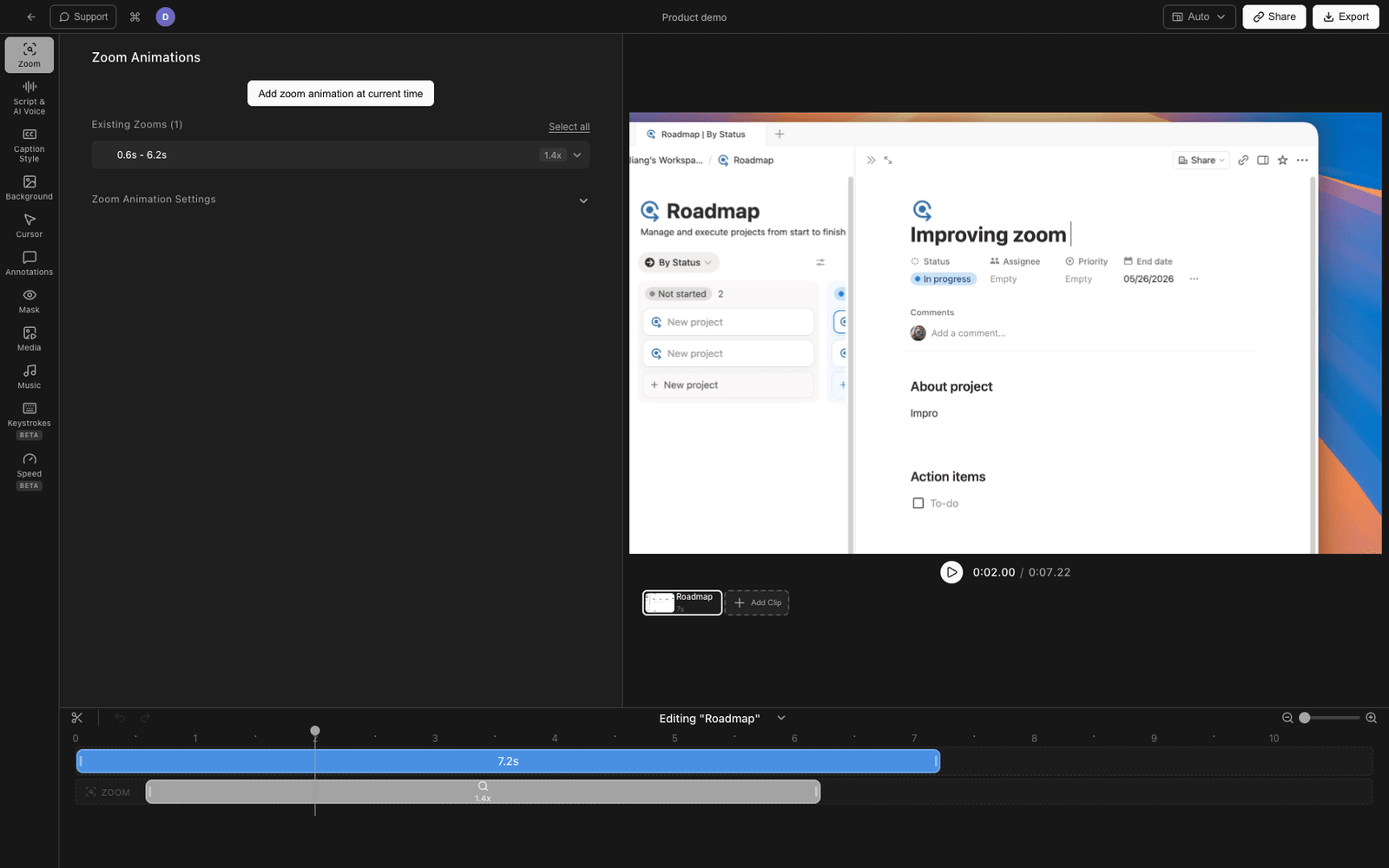Tight Studio AI screen recorder with automatic zoom on Mac